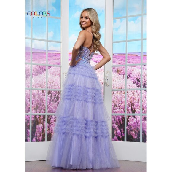 NEW Lilac Sequin & Ruffle Prom Dress 4 - Picture 2 of 3